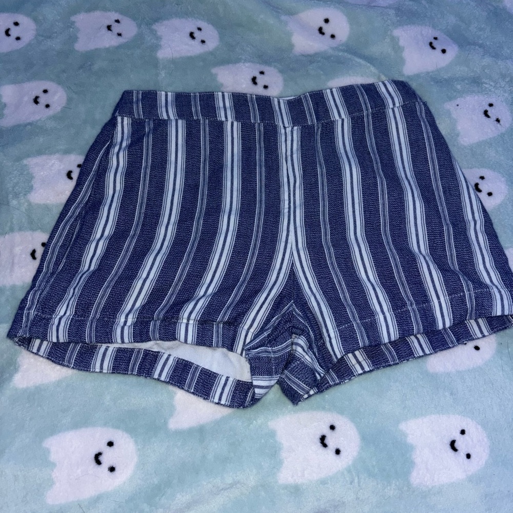Hollister Navy and White Striped Women's Shorts